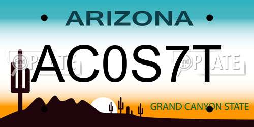 AC0S7T Arizona License Plate