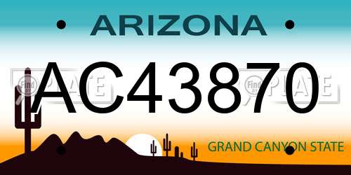 AC43870 Arizona License Plate