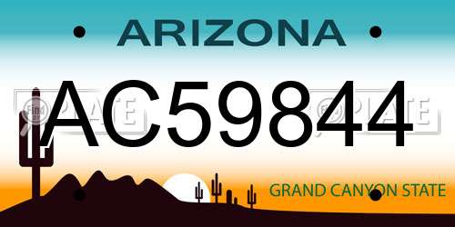 AC59844 Arizona License Plate