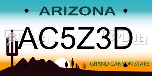 AC5Z3D Arizona License Plate
