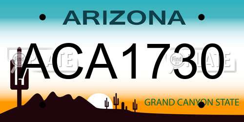 ACA1730 Arizona License Plate