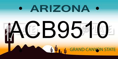 ACB9510 Arizona License Plate