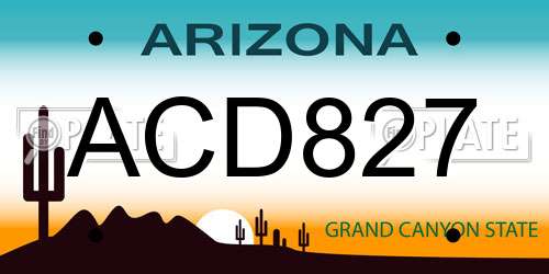 ACD827 Arizona License Plate