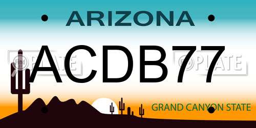 ACDB77 Arizona License Plate