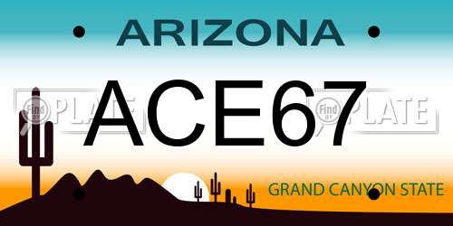 ACE67 Arizona License Plate