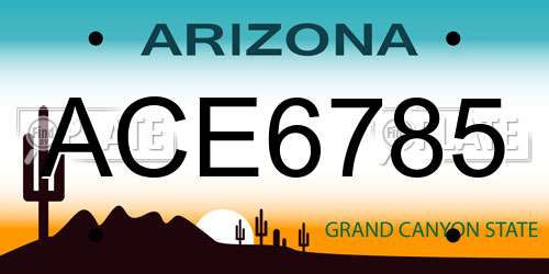 ACE6785 Arizona License Plate