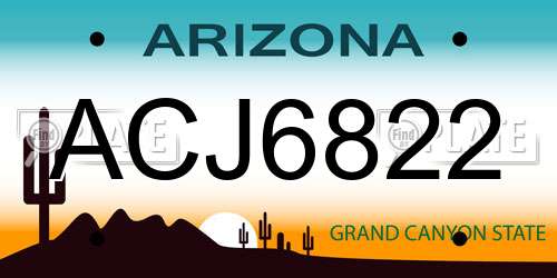 ACJ6822 Arizona License Plate