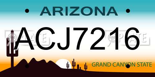 ACJ7216 Arizona License Plate
