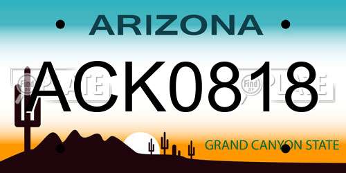ACK0818 Arizona License Plate