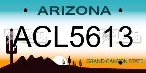 ACL5613 Arizona License Plate