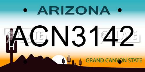 ACN3142 Arizona License Plate