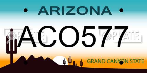 ACO577 Arizona License Plate