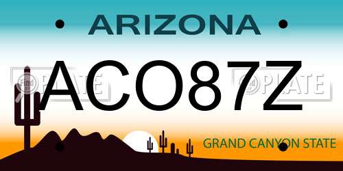 ACO87Z Arizona License Plate