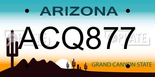 ACQ877 Arizona License Plate