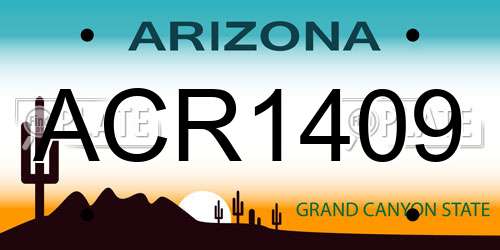 ACR1409 Arizona License Plate