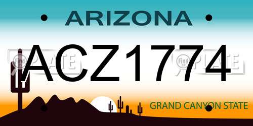 ACZ1774 Arizona License Plate