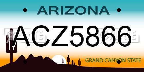 ACZ5866 Arizona License Plate