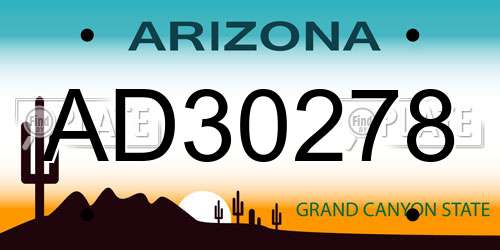 AD30278 Arizona License Plate