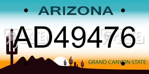 AD49476 Arizona License Plate