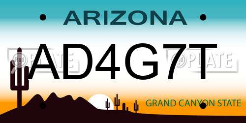 AD4G7T Arizona License Plate