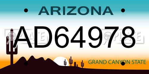 AD64978 Arizona License Plate