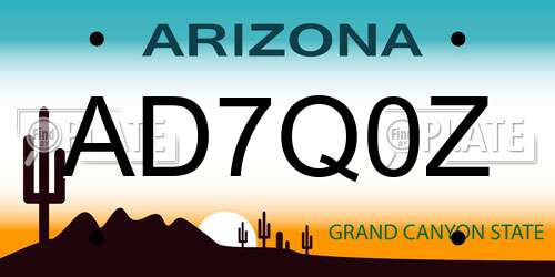 AD7Q0Z Arizona License Plate