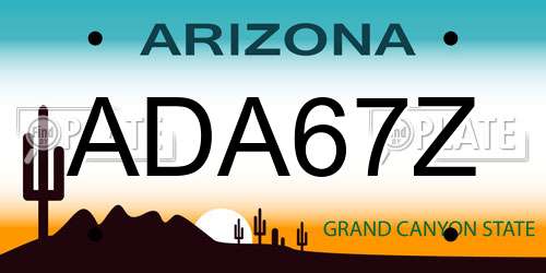 ADA67Z Arizona License Plate
