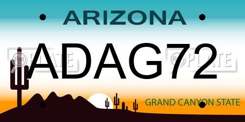 ADAG72 Arizona License Plate