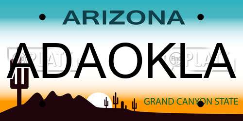 ADAOKLA Arizona License Plate