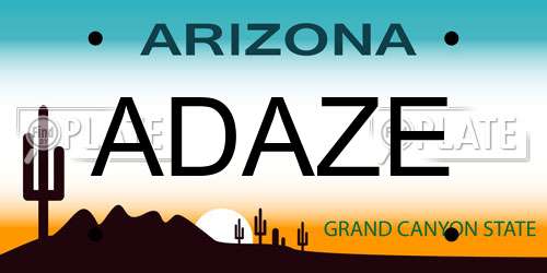 ADAZE Arizona License Plate