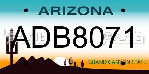 ADB8071 Arizona License Plate