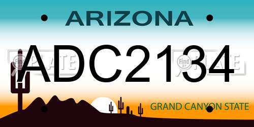 ADC2134 Arizona License Plate