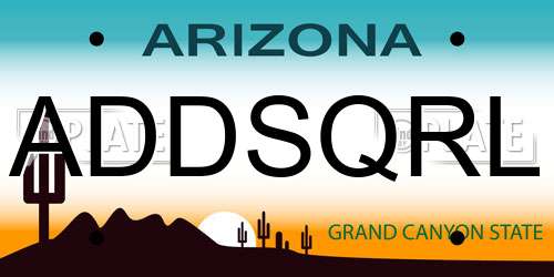 ADDSQRL Arizona License Plate