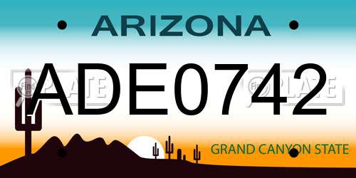 ADE0742 Arizona License Plate