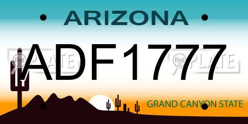 ADF1777 Arizona License Plate