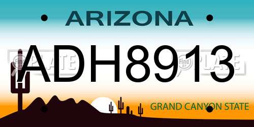 ADH8913 Arizona License Plate