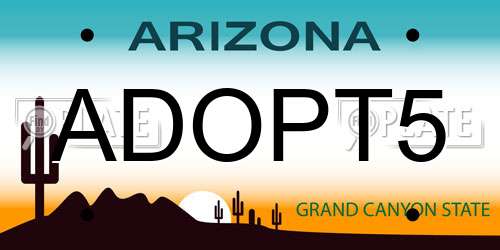 ADOPT5 Arizona License Plate