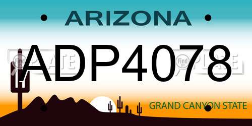 ADP4078 Arizona License Plate