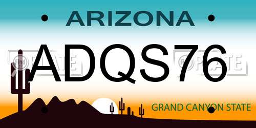 ADQS76 Arizona License Plate