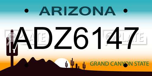 ADZ6147 Arizona License Plate