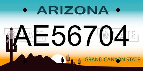 AE56704 Arizona License Plate