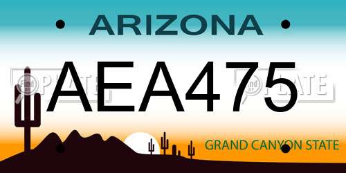 AEA475 Arizona License Plate