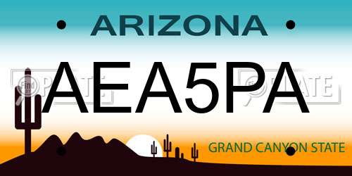 AEA5PA Arizona License Plate