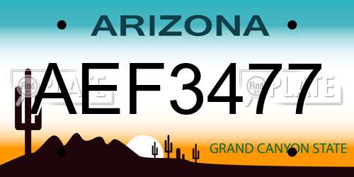 AEF3477 Arizona License Plate