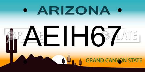 AEIH67 Arizona License Plate