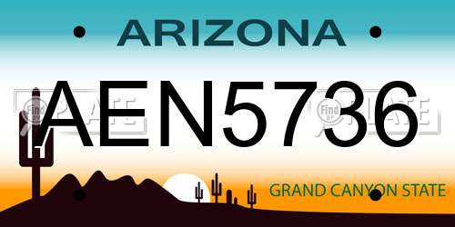 AEN5736 Arizona License Plate