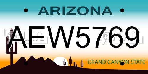 AEW5769 Arizona License Plate