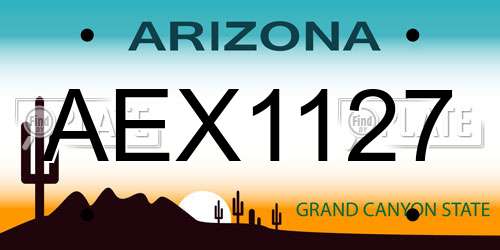AEX1127 Arizona License Plate