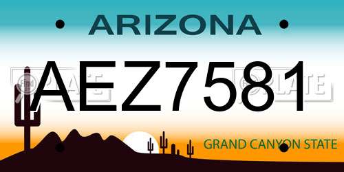 AEZ7581 Arizona License Plate