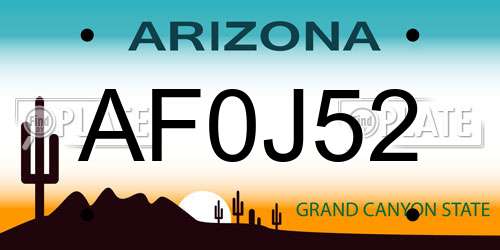 AF0J52 Arizona License Plate